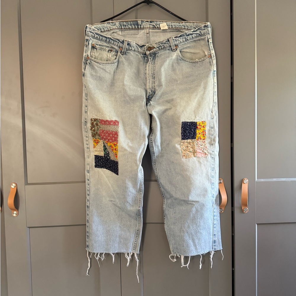 Levi's Classic Blue Jeans with patchwork details